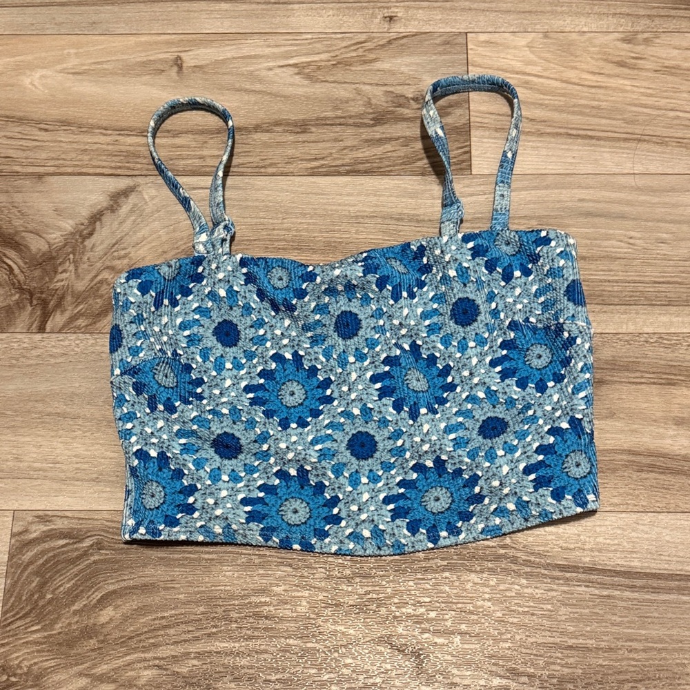 Crochet look Blue Women's swim Top